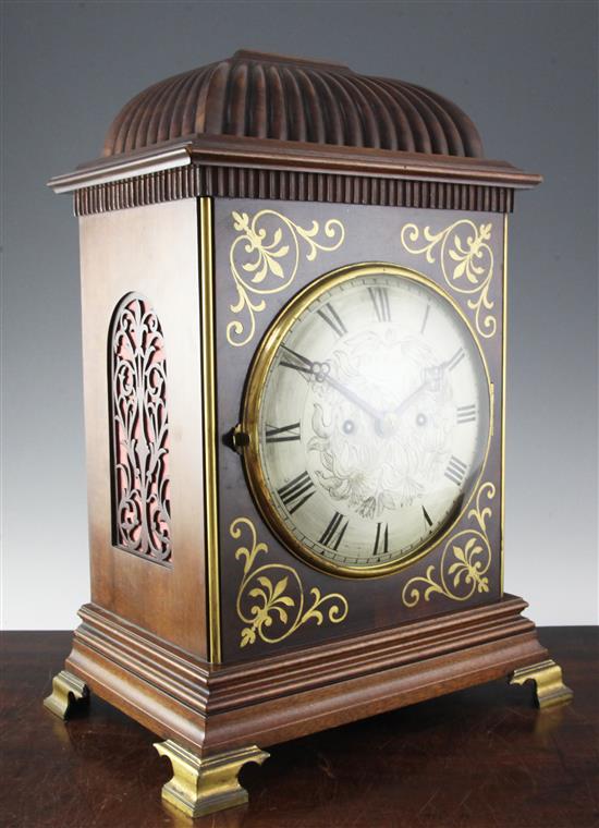 J.W. Benson, Ludgate Hill, London. A Regency style mahogany and gilt brass mounted bracket clock, dial 7.5in. height 18.5in.